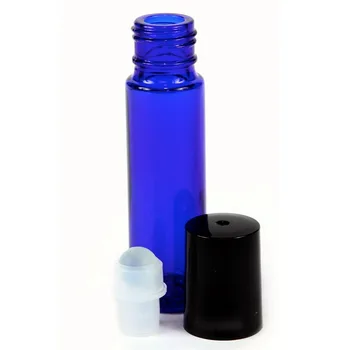 24pcs Nový Prázdny Kobaltová Modrá 10-ml Sklenené Navi Fľaše s Nehrdzavejúcej Ocele Kovové Prejdite Na Lopty na Miešanie Esenciálny olej Parfum