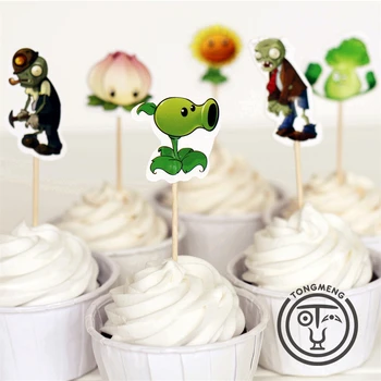 24pcs Rastliny vs Zombie Peashooter Slnečnice candy bar cupcake mulčovače vyberá dekorácie baby sprcha deti narodeninovej party dodanie