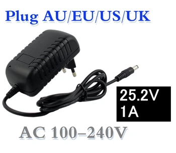 25.2 V 1000mA 1A 5.5*2.1 mm Univerzálny AC DC Napájací Adaptér Stenu Nabíjačka Pre lítium batéria EÚ/AU/US/UK Plug