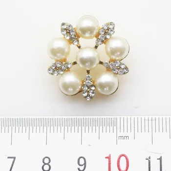 25 mm 10 ks / pack DIY plavidlá, svadobné šaty, dekorácie zliatiny tlačidlo príslušenstvo Umelej slonoviny módne pearl Diamond tlačidlo