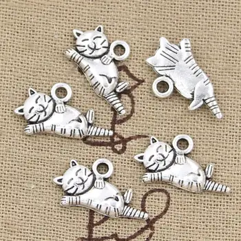 25pcs Charms lenivá mačka 20*12 mm ručné Remeselné prívesok, takže nosenie,Ročník Tibetského Striebra,DIY náramok náhrdelník