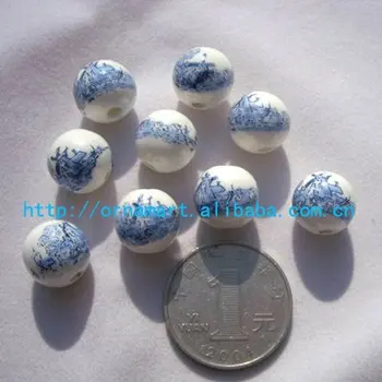 25pcs/veľa príslušenstva, častí,12 mm keramické okrúhle Korálky Modrá Farba krajinomaľbou náramok oddelenie