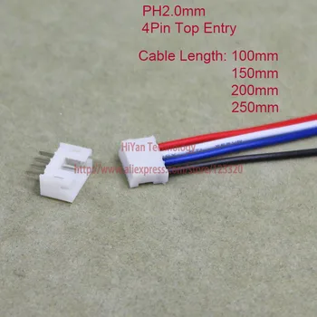25sets Mini Micro PH2.0 JST 2.0 mm Ihrisku 4Pin Hornej Vstup Konektor s 1007 26AWG 100 mm až 250 mm Elektronické Drôtené Káblové Pin hlavičky