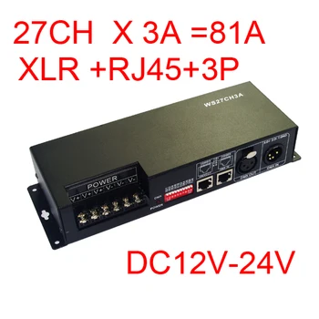 27 kanál DMX512 RGB controller 9groups RGB výstup 27CH DMX512 dekodér DC12-24V príkon