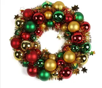 28 cm Vianočný Veniec Veniec s Multicolor Ball Hviezda Na Vianočný Večierok Strom Venun Visí Hotel Dekorácie