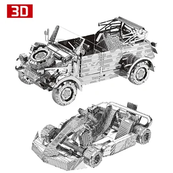 2ks 3D Kovové Nano Puzzle VW82 Kubelwagen Kart Auto Vozidla Zostaviť Model Auta DIY 3D Laser Cut Skladačka Hračka