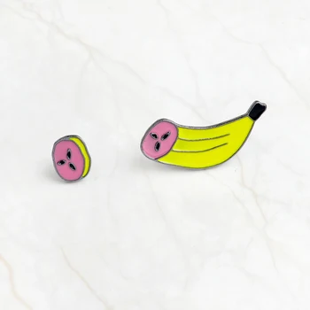 2ks/set krájače banány Brošňa Tlačidlo smalt pin Nakrájaný Banán Denim Jacket Pripnúť Odznak Cartoon Potravín, Ovocia Šperky