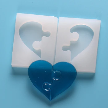 2KS/set Puzzle Srdce Valentine Silikónové Prívesok Formy Živice Plavidlá DIY Plesne Nástroje pre Šperky, Prívesok Charm Čo Zdobenie
