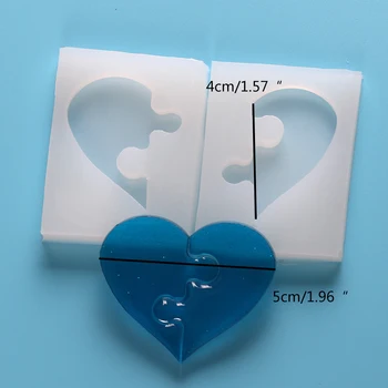 2KS/set Puzzle Srdce Valentine Silikónové Prívesok Formy Živice Plavidlá DIY Plesne Nástroje pre Šperky, Prívesok Charm Čo Zdobenie