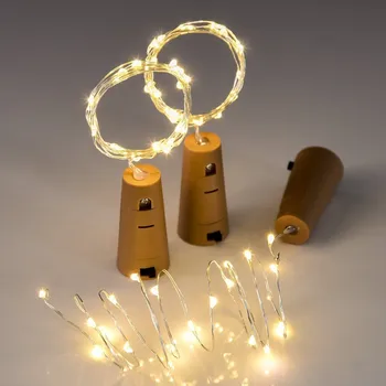 2m 20 LED Medený Drôt String Svetlo Fľaša vína Korku Svetlá pre Sklo Plavidlá Fľaša Víla Valentines Svadobné Dekorácie, Lampy Strany