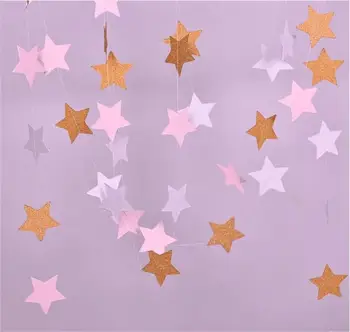 2M Farebné Lesk Kruhu Bodky Star Tvarované Papier Garland Banner Svadobné Baby Sprcha Strany Flitrami Vintage Miestnosti Dekorácie