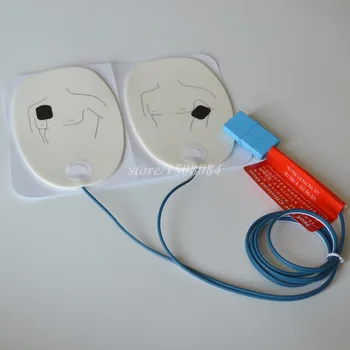 2Pairs/Veľa AED Vzdelávanie EKG Defibrilácie Elektródy Patch S Chvost Line Použitie S AED Tréner Pre Núdzové Zručností