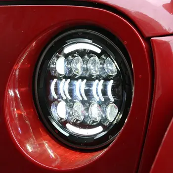 2pc 7 palcový 80W Guľaté LED Svetlá Auta s Angel Eye DRL/Jantárová Zase Signálne Svetlá pre Jeep Wrangler JK CJ LJ 7inch svetlometov
