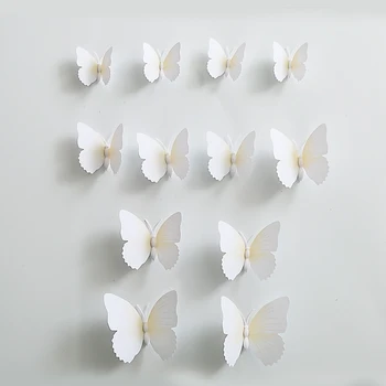 2set (24pcs.) Kreatívne Biele PVC Motýľ S Magnetom 3D Samolepky na Stenu Motýle Umenie Zvierat, Papierové Samolepky na Stenu Izba Dekor