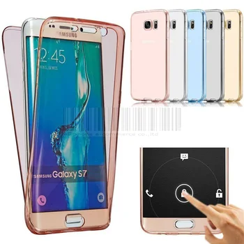 2v1 Telefón puzdro Pre Samsung Galaxy S7 G930 Ultra Tenká Full Body Ochranné TPU Flexibilného GÉLU, Predný+Zadný Kryt Pokožky Fundas