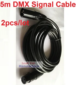 2xLot 5 Meter Dĺžka 3-pin Pripojenie Signálu DMX Kábel Pre Fáze Svetlo Osvetlenie Príslušenstvo 16.4 ft DMX512 Muž Žena vodičovom vedení