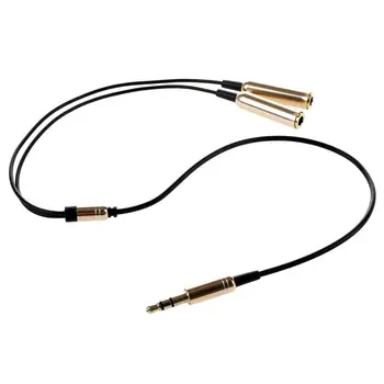 3,5 mm dual konektor samec - samica konektor kábel adaptéra audio tón čierne zlato