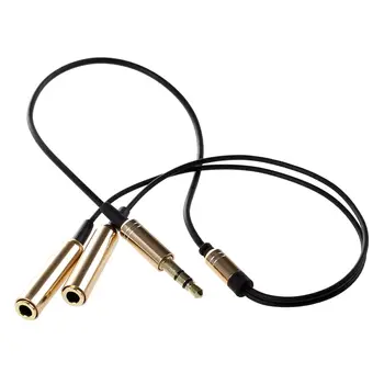 3,5 mm dual konektor samec - samica konektor kábel adaptéra audio tón čierne zlato