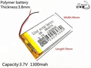 3.7 V,1300mAH 384070 PLIB (polymer lithium ion / Li-ion batéria ) pre Inteligentné hodinky,GPS,mp3,mp4,mobilný telefón,reproduktor