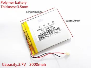 3.7 V 3000 mAh Lítium-Polymér Batéria LiPo Pre GPS Tablet PC 357080