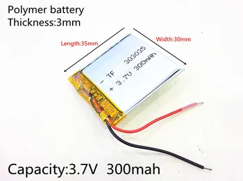 3,7 V 300mAh 303035 Lithium Polymer Li-Po li ion Nabíjateľnú Batériu buniek Pre Mp3 MP4 MP5 GPS, PSP, mobilné bluetooth