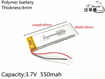 3,7 V 550mAh 402060 Lithium Polymer Li-Po li ion Nabíjateľnú Batériu buniek Pre Mp3 MP4 MP5
