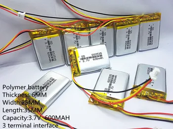 3.7 V, 600mAh Nabíjateľná li Polymer Li-ion Batéria Pre slúchadlá tachografu MODEL 582535 SP5 mp3, mp4, GPS PSP 602535 062535