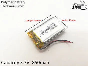 3.7 V,850mAH,802540 PLIB; polymer lithium ion / Li-ion batéria pre GPS,mp3,mp4,mp5,dvd,bluetooth,model hračka mobile bluetooth