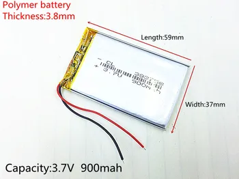 3.7 V,900mAH,383759 PLIB; polymer lithium ion / Li-ion batéria pre GPS,mp3,mp4,mp5,dvd,bluetooth,model hračka mobile bluetooth