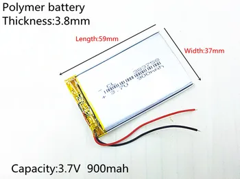 3.7 V,900mAH,383759 PLIB; polymer lithium ion / Li-ion batéria pre GPS,mp3,mp4,mp5,dvd,bluetooth,model hračka mobile bluetooth