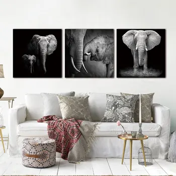 3 Dosky Steny Umelecké Plátno Africký Slon Krajiny Olejomaľba Obrázok Domáce Dekorácie Moderné Plátno Tlačiť Bez Rámu
