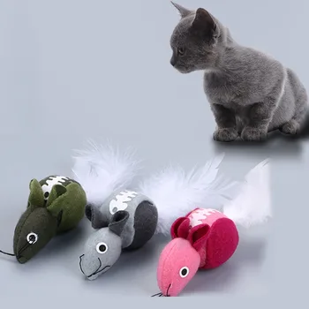 3 Farby Plyšové Myši Hračiek pre Mačky s Pierko Chvost a Mačka Mint Pet Mačka školenia Interaktívne Hračky Mačka Dodávky