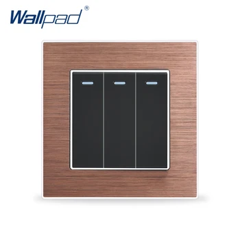 3 Gang Momentálne Kontakt Spínača Reset Prepínače Wallpad Luxusné Wall Light Switch Satin Kovový Panel