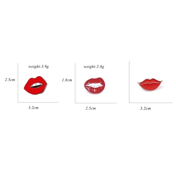 3 Ks/sada Hot Predaj Módnych Roztomilý Sexy Červené Pery Smalt Pin Brošňa Tvorivé Cartoon Odznaky Dekorácie Kolíky Brošňa Pre Ženy Muži