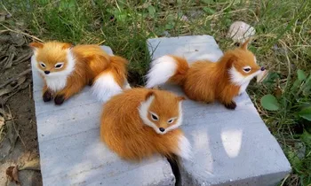 3 kusy sada simulácia roztomilý fox hračky realisticky mini žltá fox bábiky, darčekové o 8.5-12 cm