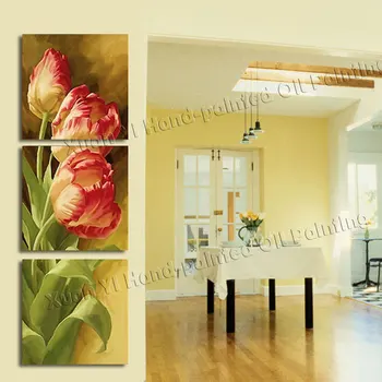 3 Panel Moderné Vytlačené Tulipán Kvet Maľovanie Obrazu Cuadros Kvety Plátno na Stenu Umenie Domova Pre Obývacia Izba Č Rám PR211