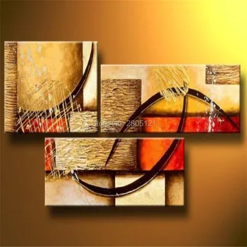 3 Panel Plátno Umenie textúrou lacné Ručne Maľované Abstraktnú olejomaľbu žltá modulárny obrazov na Stenu Pre Obývacia Izba bez rámu
