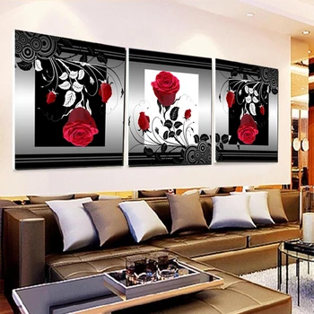 3 Panely Moderné Vytlačené Red Rose Plátne Obrazy Obrázok Dekorácie Plátno Umeleckých Obrazov Na Stenu Krajiny Obývacia Izba Domova