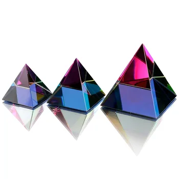 3 Veľkostiach Egypta Egyptská Crystal Sklenená Pyramída, Feng Shui Kryštály Plavidlá Ornament Čakra Uzdravenie Amulet Domova (Multi Color)