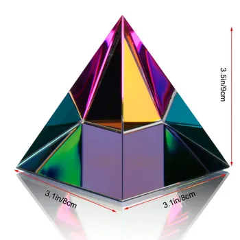 3 Veľkostiach Egypta Egyptská Crystal Sklenená Pyramída, Feng Shui Kryštály Plavidlá Ornament Čakra Uzdravenie Amulet Domova (Multi Color)