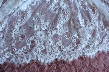3 yardy chantilly rias francúzskej čipky textílie, svadobné čipky textílie s retro žakárové kvetinový