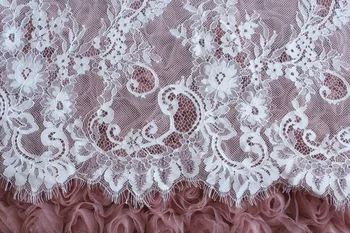 3 yardy chantilly rias francúzskej čipky textílie, svadobné čipky textílie s retro žakárové kvetinový