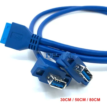 30 cm 50 cm 80 cm kábel usb3.0 Dual Port USB 3.0 Žena Skrutku Namontujte Panel Typ základnej Dosky 20kolíkový 20p Kábel kábel 0,3 m 0,5 m 0.8 m