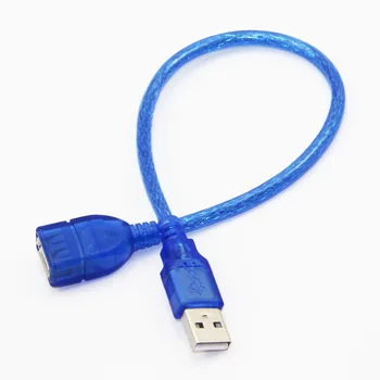 30 cm, USB 2.0 Predlžovací Kábel mužmi a M/F Dual Tienenie(Fólie+Opletené) Vysoká Rýchlosť Transparentná Modrá
