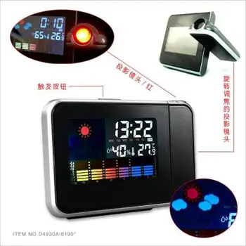 30 ks Móde Hot Pozornosť Projekcia Digitálne Počasie LCD Spánok, Budík Projektor Farebným Displejom LED Podsvietenie