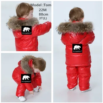 -30 stupňov Rusko Zimné detské oblečenie dievčatá oblečenie sady pre silvester chlapci vetrovka bundy dole kabát snehu nosenie