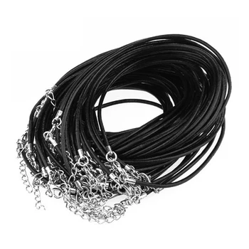 30 X Vosk bavlna kábel náhrdelník prívesok náhrdelník reťazca 2 mm + Spona