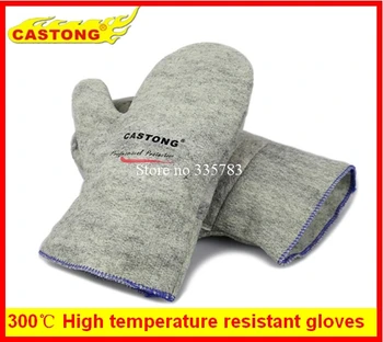 300 stupňov tepla izolačné rukavice Vysokej teplote odolné rukavice na horúci plameň anti-obarenie oheň Aramidové vlákna tkaniny rukavice