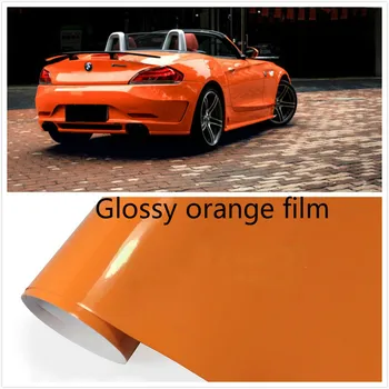 300mmx1520mm Lesklý Orange vinyl Auto Auto Styling Auto a motocykel nálepky Vinyl Zábal Film odvzdušňovací Nálepky Odtlačkový Aršík