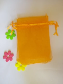 300pcs 7*9 Orange darčekové tašky pre šperky/svadba/vianoce/narodeniny Organza Tašky s rukoväťou Package displej šnúrkou Priadza taška